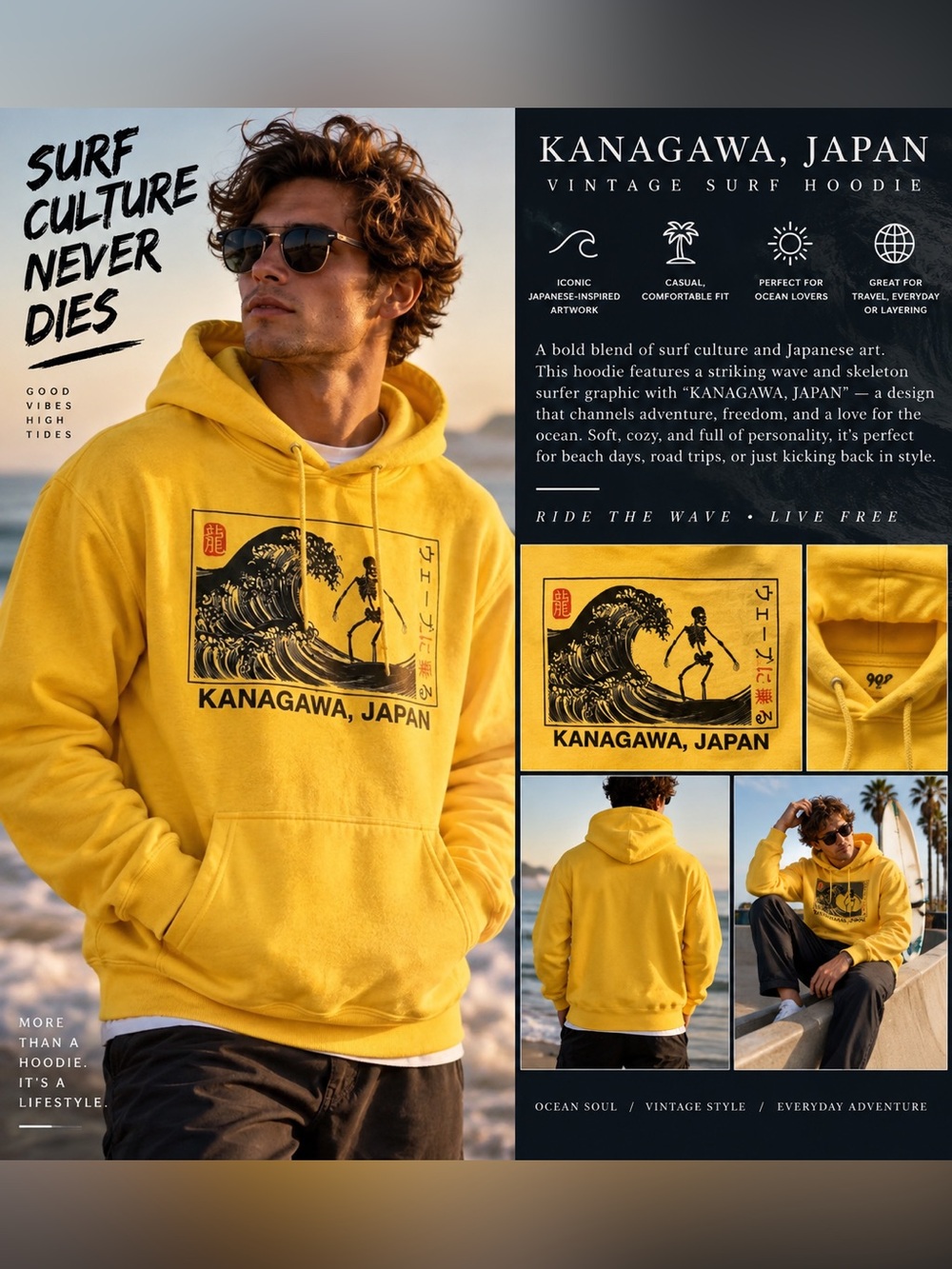 Kanagawa Japan Graphic Hoodie by Bowery Supply